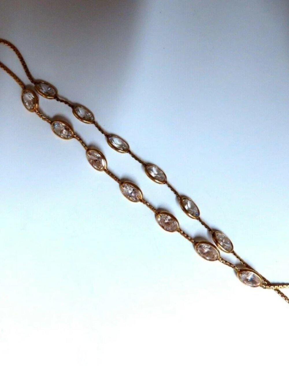 Double Strand CZ yard link bracelet 14kt*